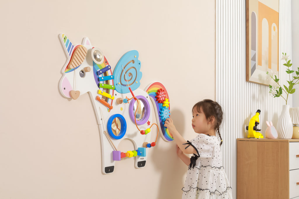 Viga Unicorn Wall Toy | Montessori Sensory Activity Board for Preschool Kids