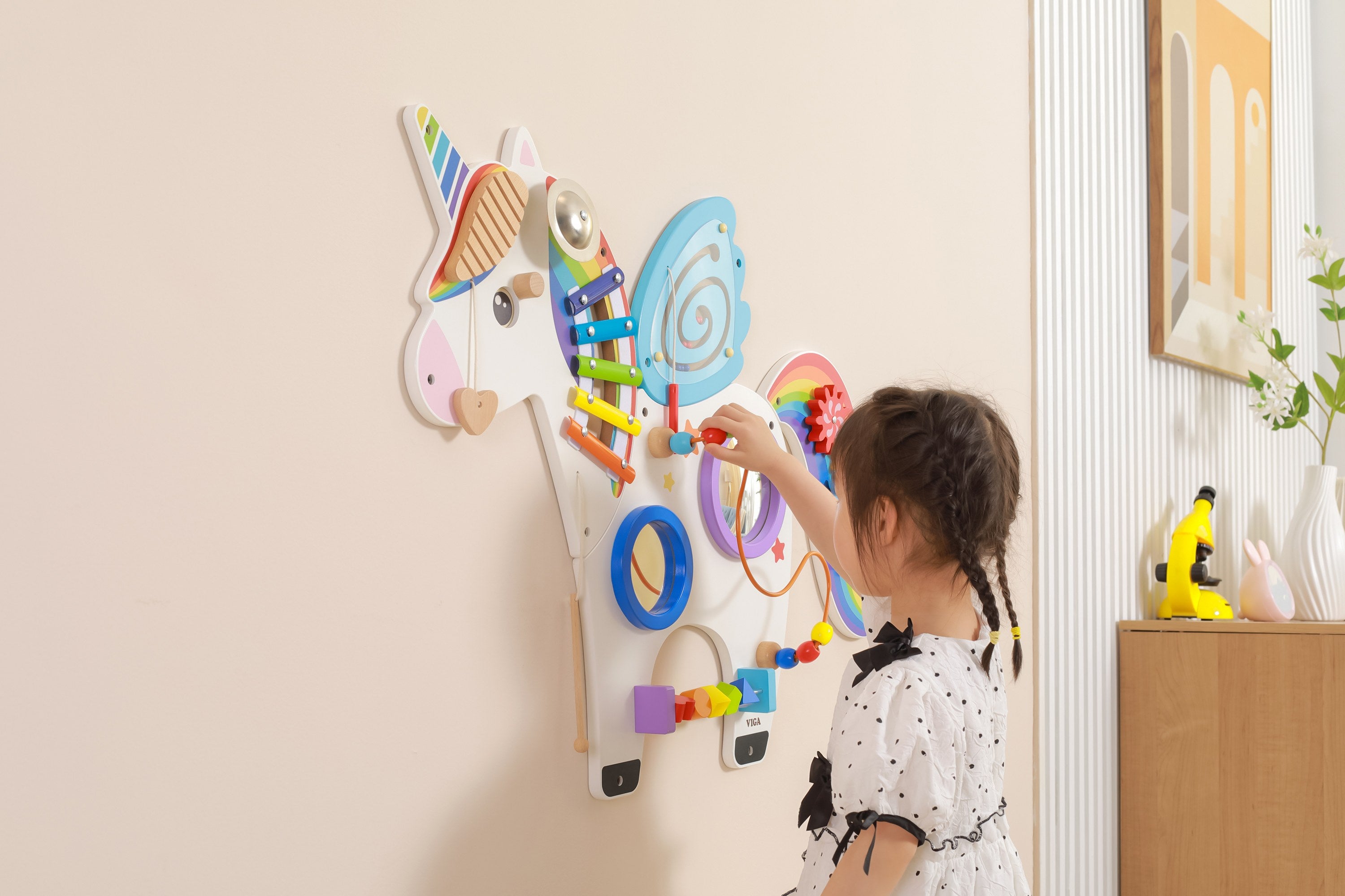 Viga Unicorn Wall Toy | Montessori Sensory Activity Board for Preschool Kids
