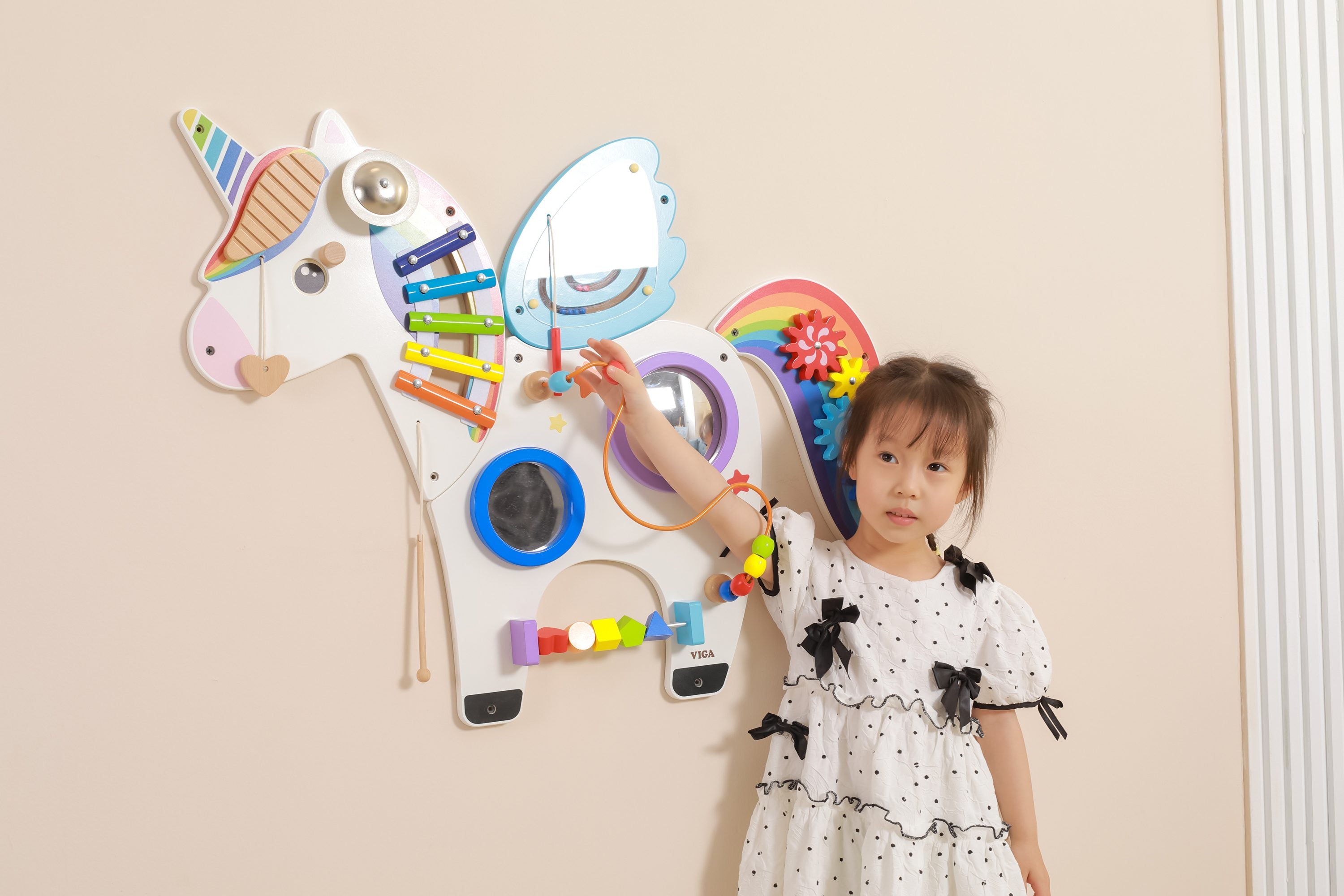 Viga Unicorn Wall Toy | Montessori Sensory Activity Board for Preschool Kids