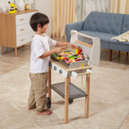 Viga Deluxe 47-Piece Wooden BBQ Grill Station - Mobile Interactive Play Set