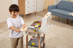 Viga Deluxe 47-Piece Wooden BBQ Grill Station - Mobile Interactive Play Set