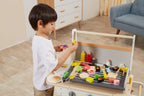 Viga Deluxe 47-Piece Wooden BBQ Grill Station - Mobile Interactive Play Set