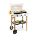 Viga Deluxe 47-Piece Wooden BBQ Grill Station - Mobile Interactive Play Set