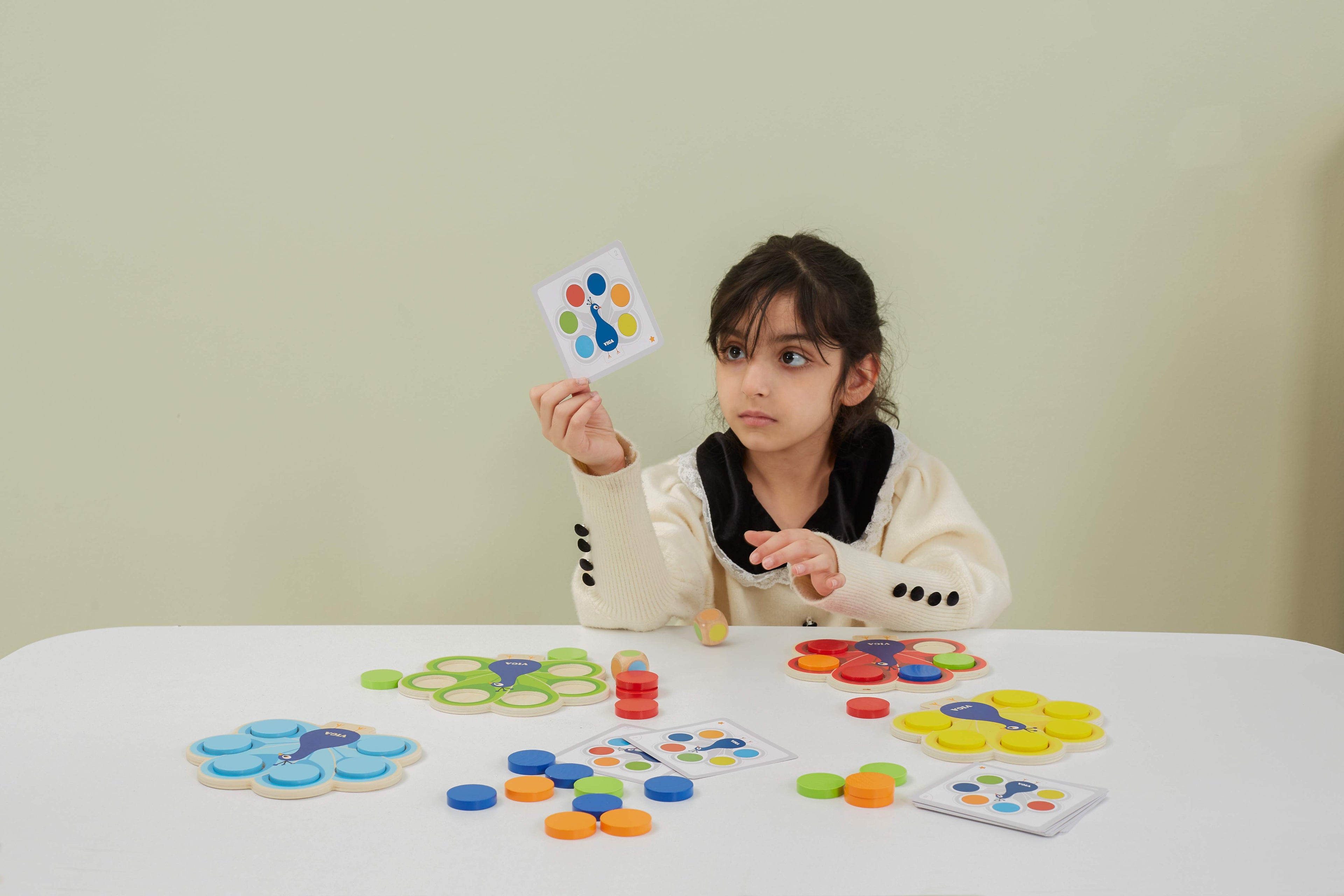 Viga Wooden Peacock Color Matching Game - 42pc Interactive Racing & Logic Set