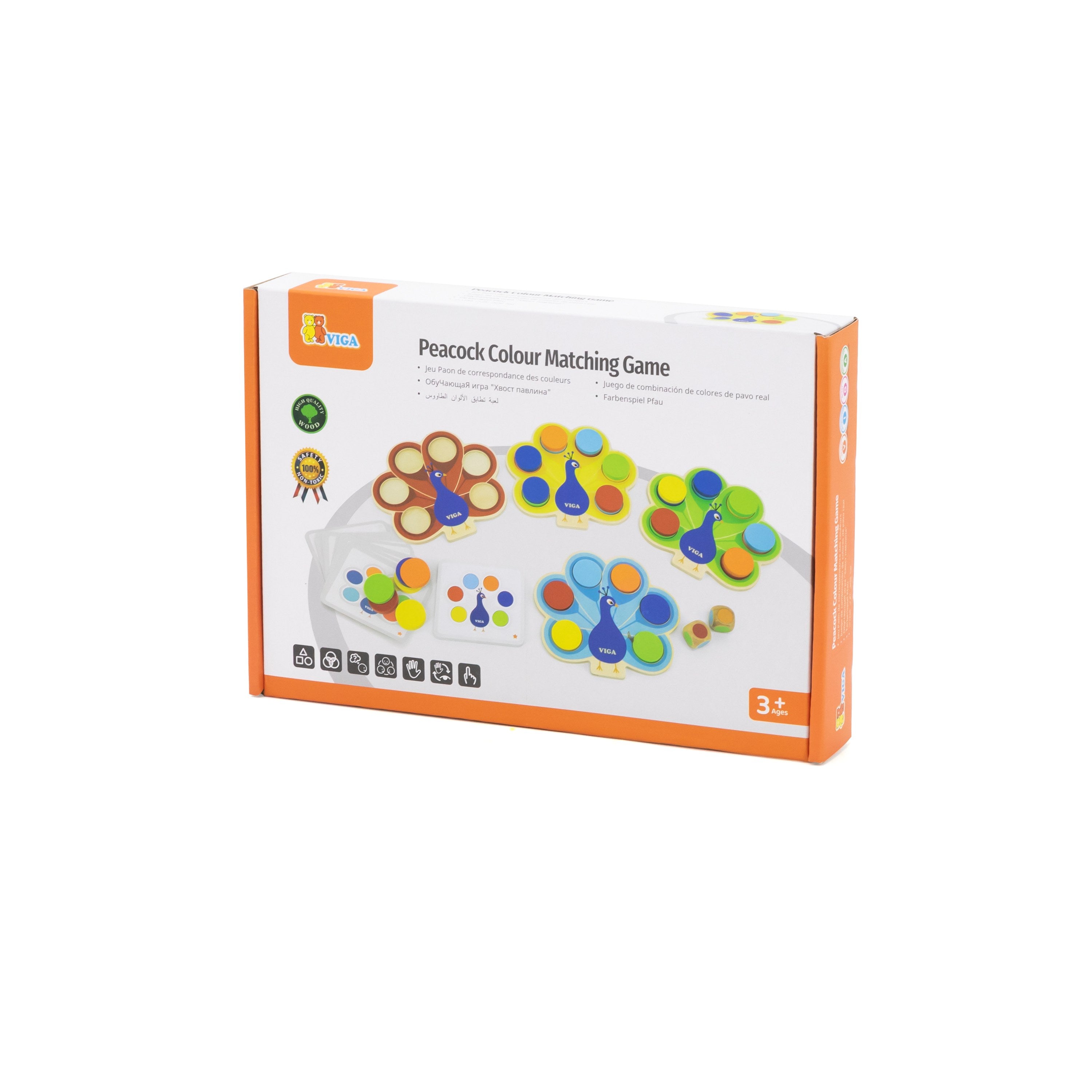 Viga Wooden Peacock Color Matching Game - 42pc Interactive Racing & Logic Set