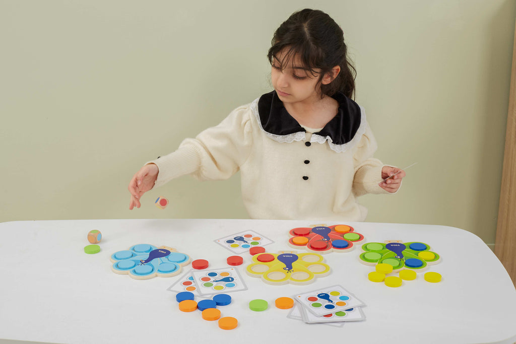 Viga Wooden Peacock Color Matching Game - 42pc Interactive Racing & Logic Set