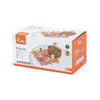 Viga 30-Piece Deluxe Wooden Picnic Basket Set - Montessori Outdoor Social Role Play Toy