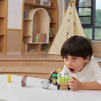 Viga 12-Piece Build-Your-Own Farm Tractor - Montessori DIY Wooden Vehicle Set