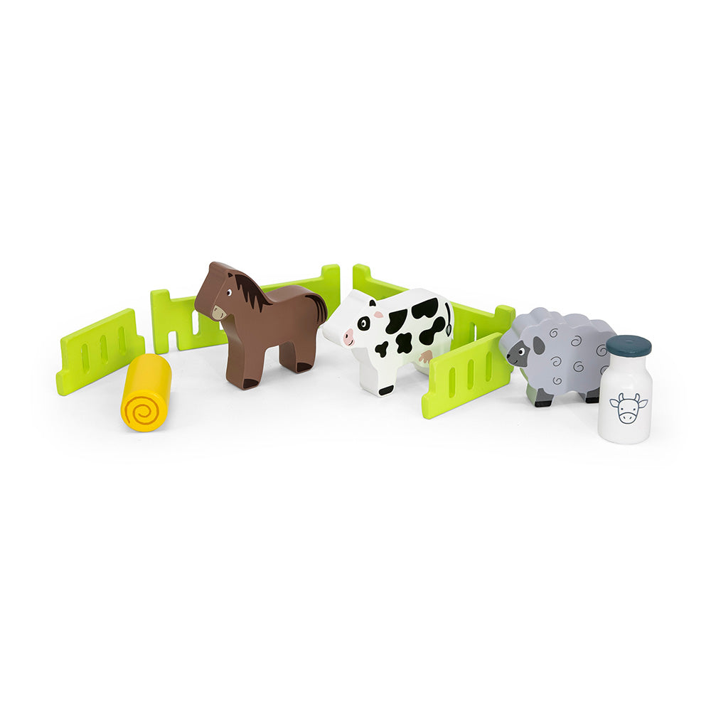 Viga 12-Piece Build-Your-Own Farm Tractor - Montessori DIY Wooden Vehicle Set