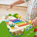 Viga 7-in-1 Crocodile Activity Walker - Montessori Wooden Push Toy with Storage