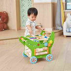 Viga 7-in-1 Crocodile Activity Walker - Montessori Wooden Push Toy with Storage
