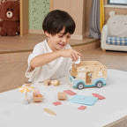 Viga Wooden Beach Camper Van Playset - 11-Piece Deluxe Summer Road Trip Set