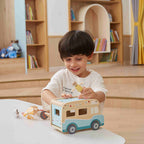 Viga Wooden Beach Camper Van Playset - 11-Piece Deluxe Summer Road Trip Set