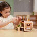 Viga Wooden Mobile Coffee Van Playset - 10-Piece Barista Role Play Cafe Set