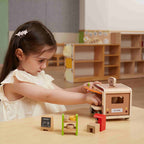 Viga Wooden Mobile Coffee Van Playset - 10-Piece Barista Role Play Cafe Set