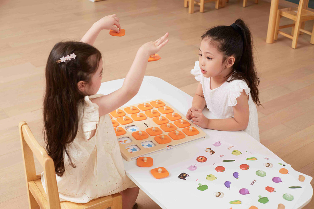 Viga Jumbo Wooden Memory Game - 24-Grid Professional Matching Set with 5 Double-Sided Cards