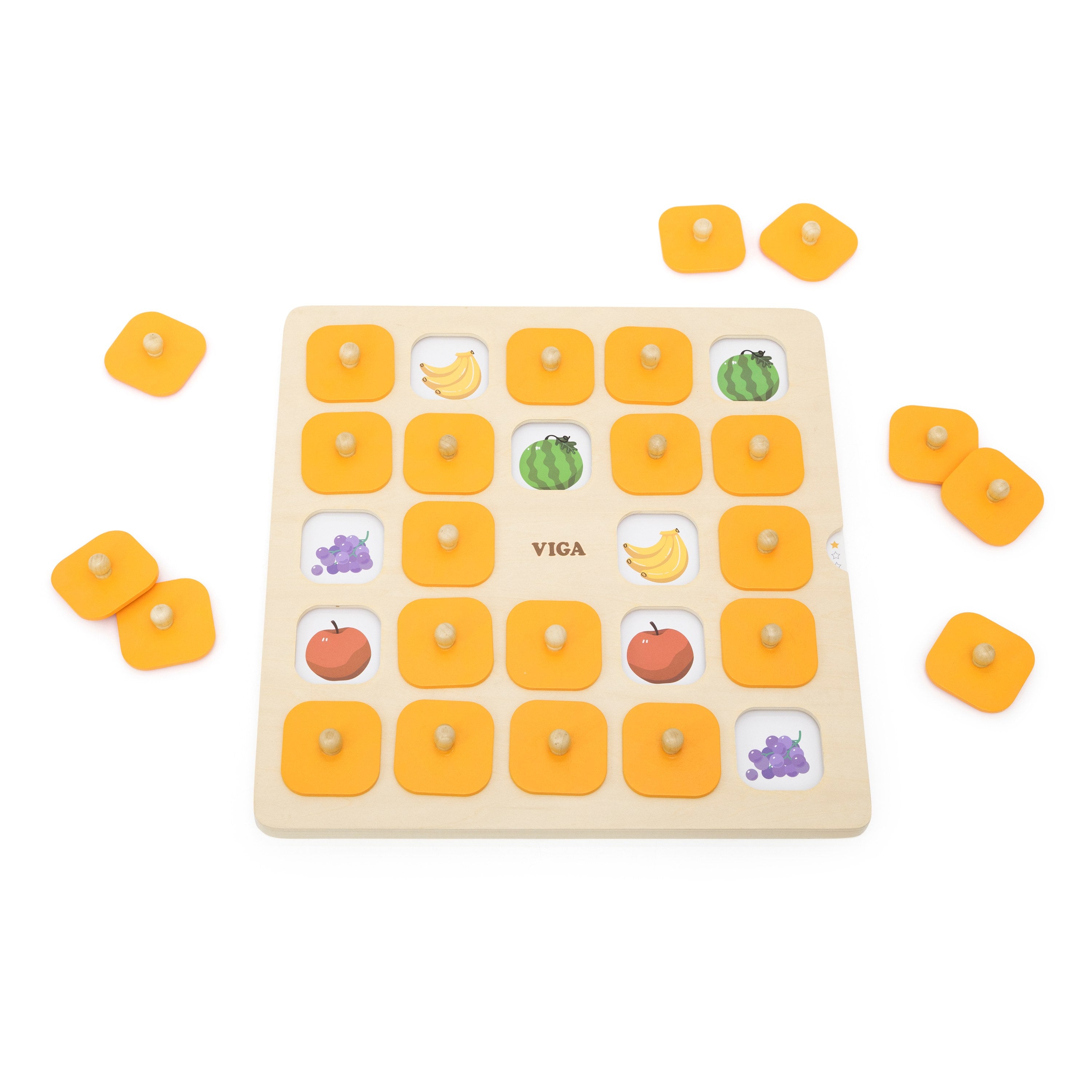 Viga Jumbo Wooden Memory Game - 24-Grid Professional Matching Set with 5 Double-Sided Cards