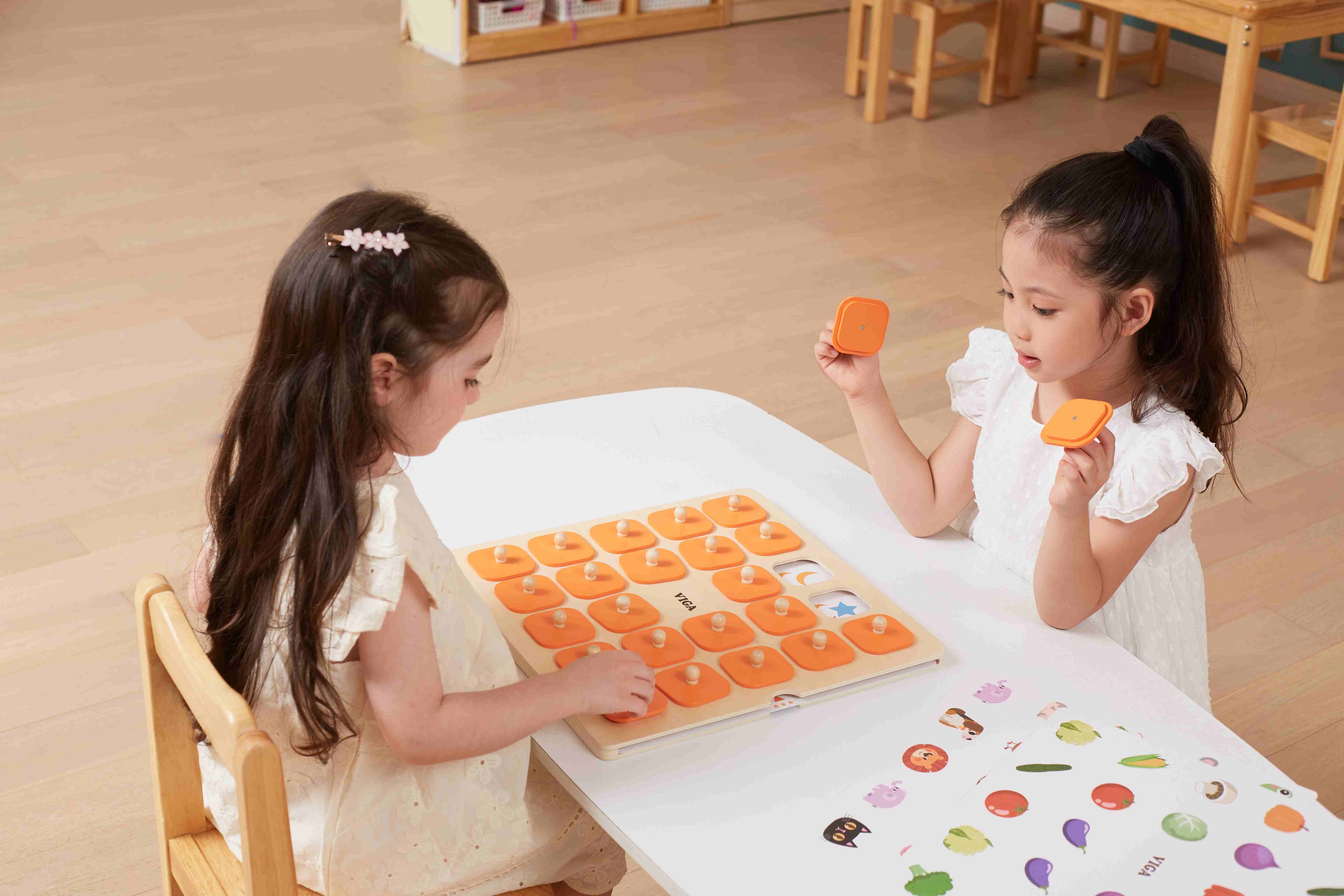Viga Jumbo Wooden Memory Game - 24-Grid Professional Matching Set with 5 Double-Sided Cards