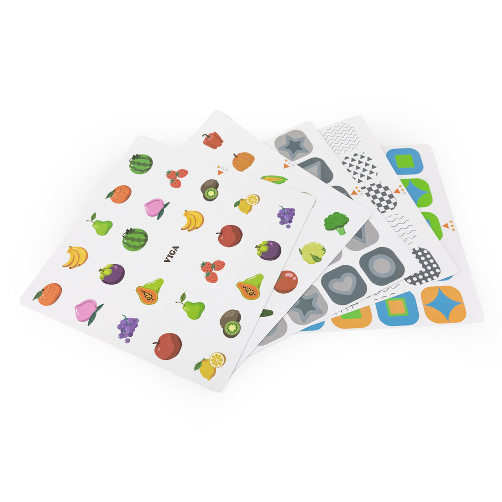 Viga Jumbo Wooden Memory Game - 24-Grid Professional Matching Set with 5 Double-Sided Cards