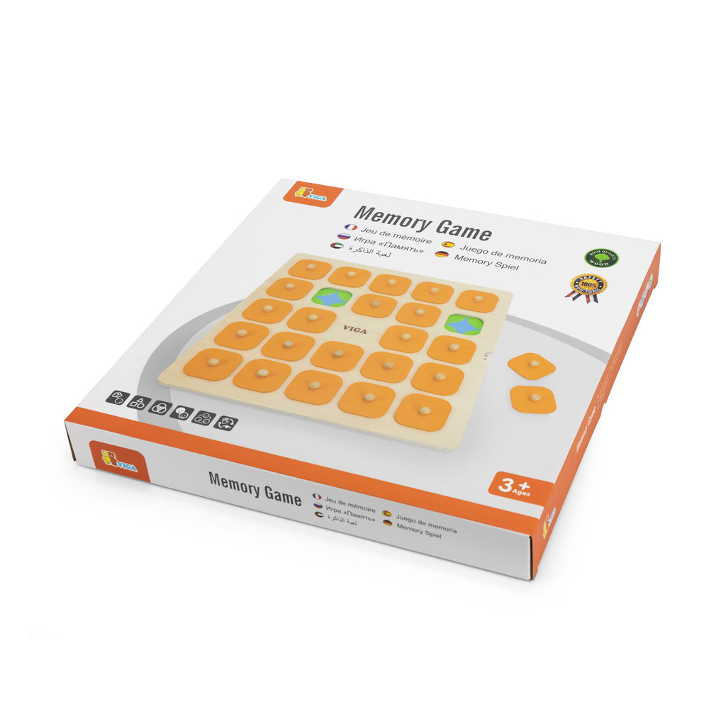 Viga Jumbo Wooden Memory Game - 24-Grid Professional Matching Set with 5 Double-Sided Cards