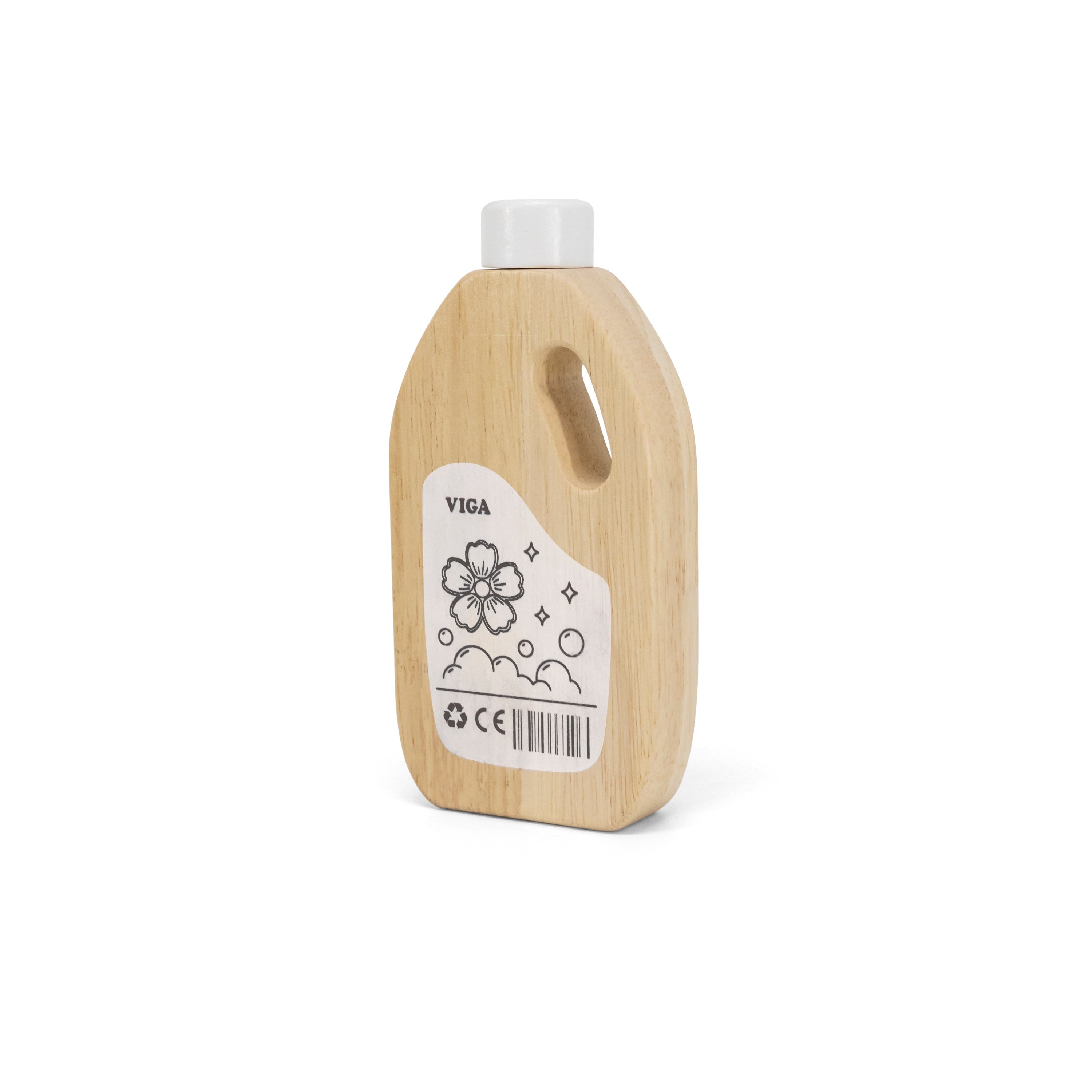 Viga Modern White Wooden Play Washing Machine - Rubberwood Unit with Detergent
