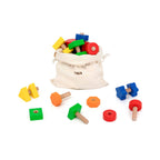 Viga 40-Piece Wooden Nut & Bolt Sensory Matching Set - Montessori Fine Motor Toy