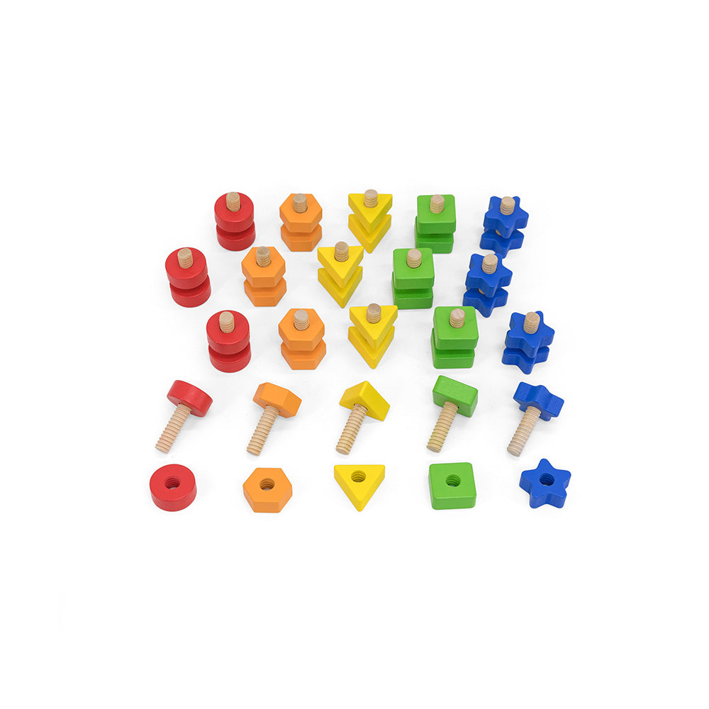 Viga 40-Piece Wooden Nut & Bolt Sensory Matching Set - Montessori Fine Motor Toy