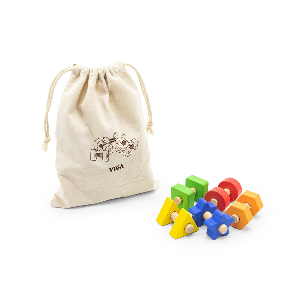 Viga 40-Piece Wooden Nut & Bolt Sensory Matching Set - Montessori Fine Motor Toy