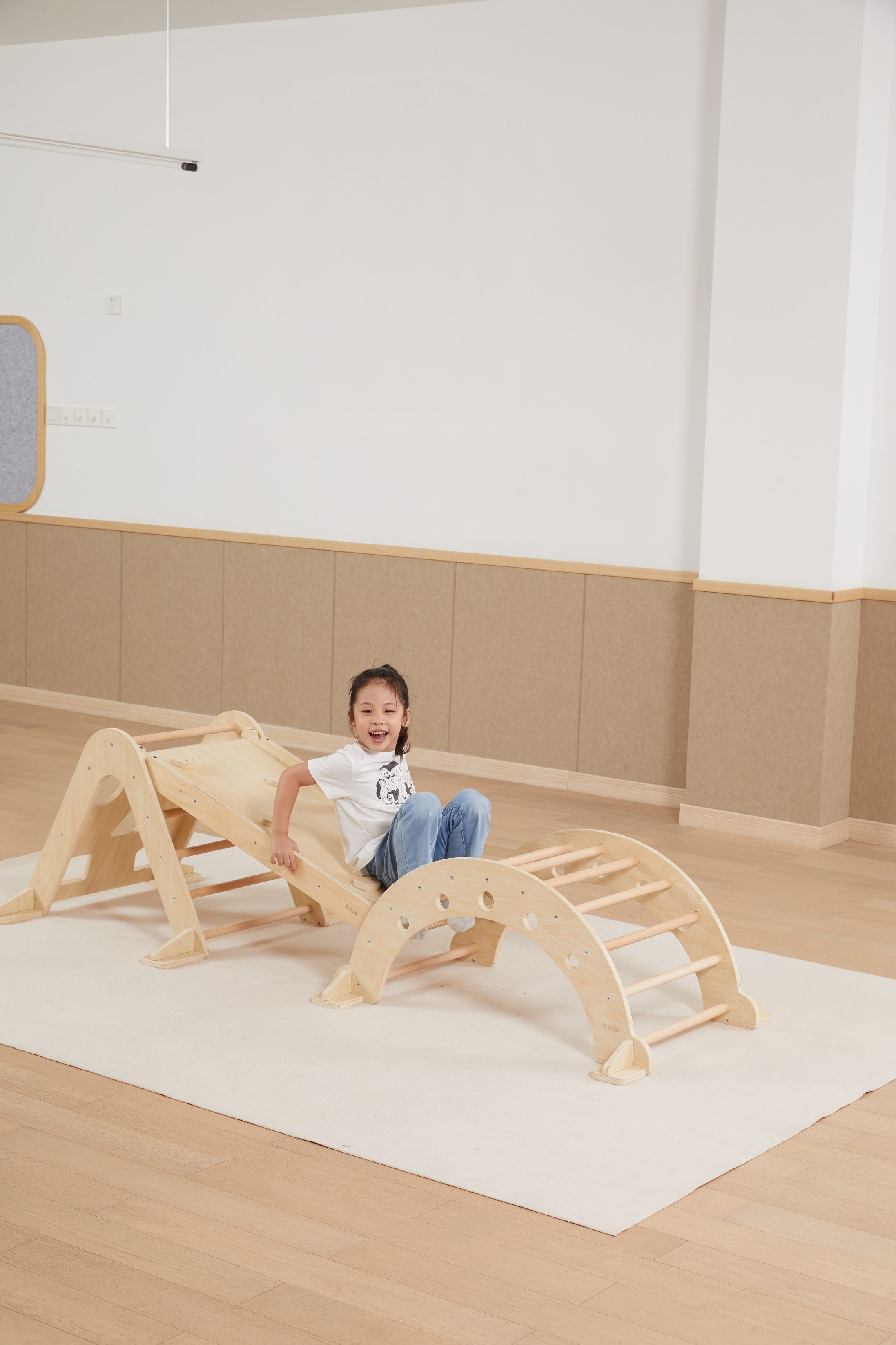 Viga 2-in-1 Reversible Wooden Climbing Ramp & Slide - 101cm Beechwood Extension