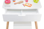 Viga Modern White Wooden Vanity Table & Stool Set - Minimalist Role Play Center