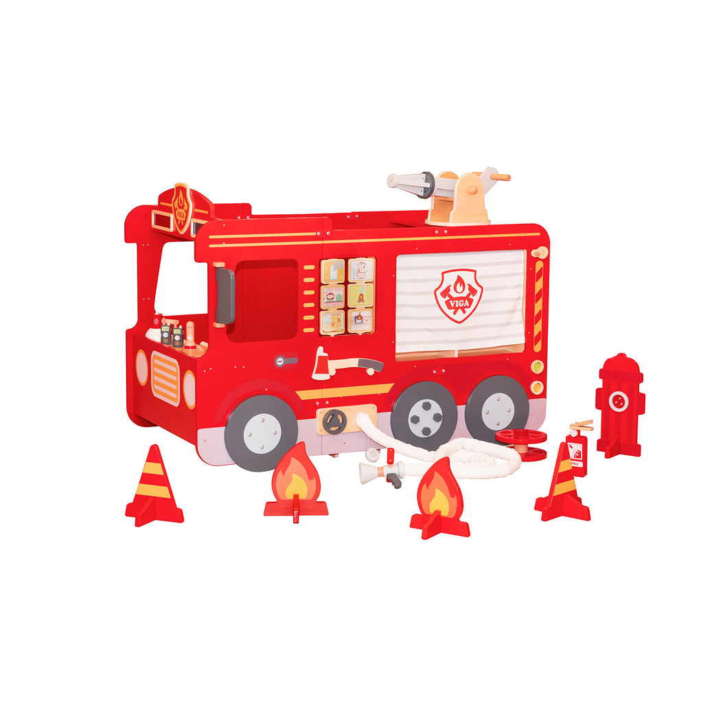 Viga 1.5m Giant Wooden Fire Engine - Immersive Role-Play & Sensory Activity Center