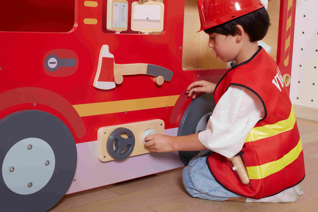 Viga 1.5m Giant Wooden Fire Engine - Immersive Role-Play & Sensory Activity Center