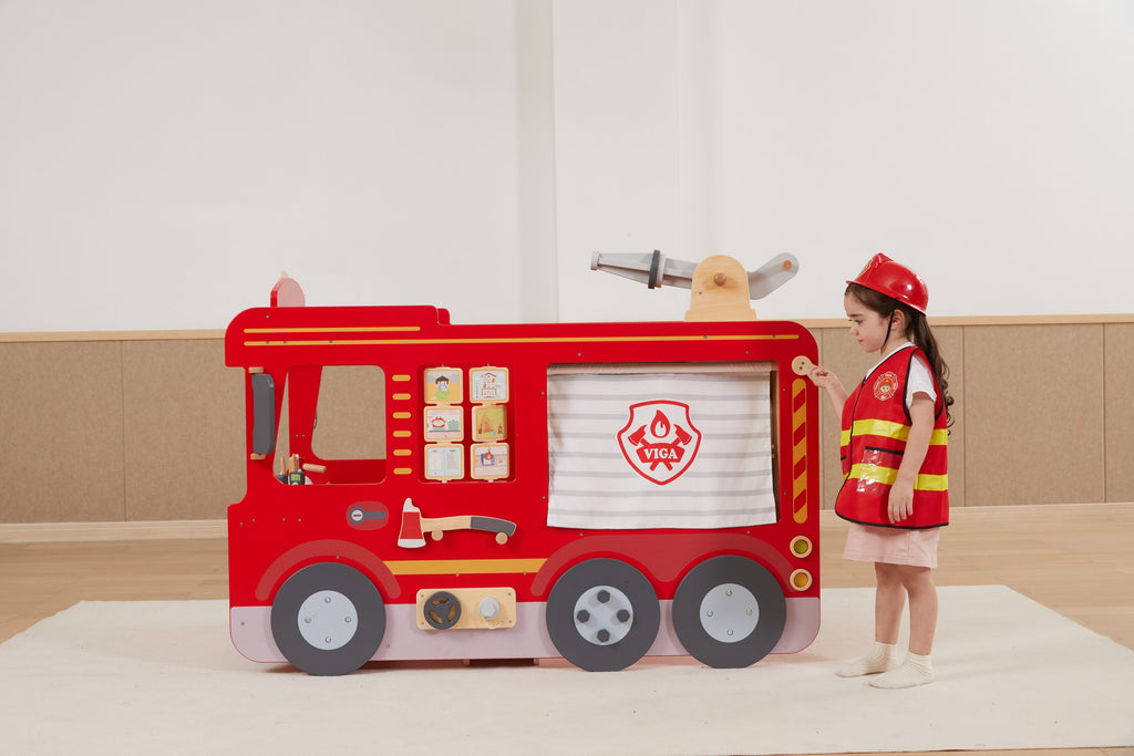 Viga 1.5m Giant Wooden Fire Engine - Immersive Role-Play & Sensory Activity Center