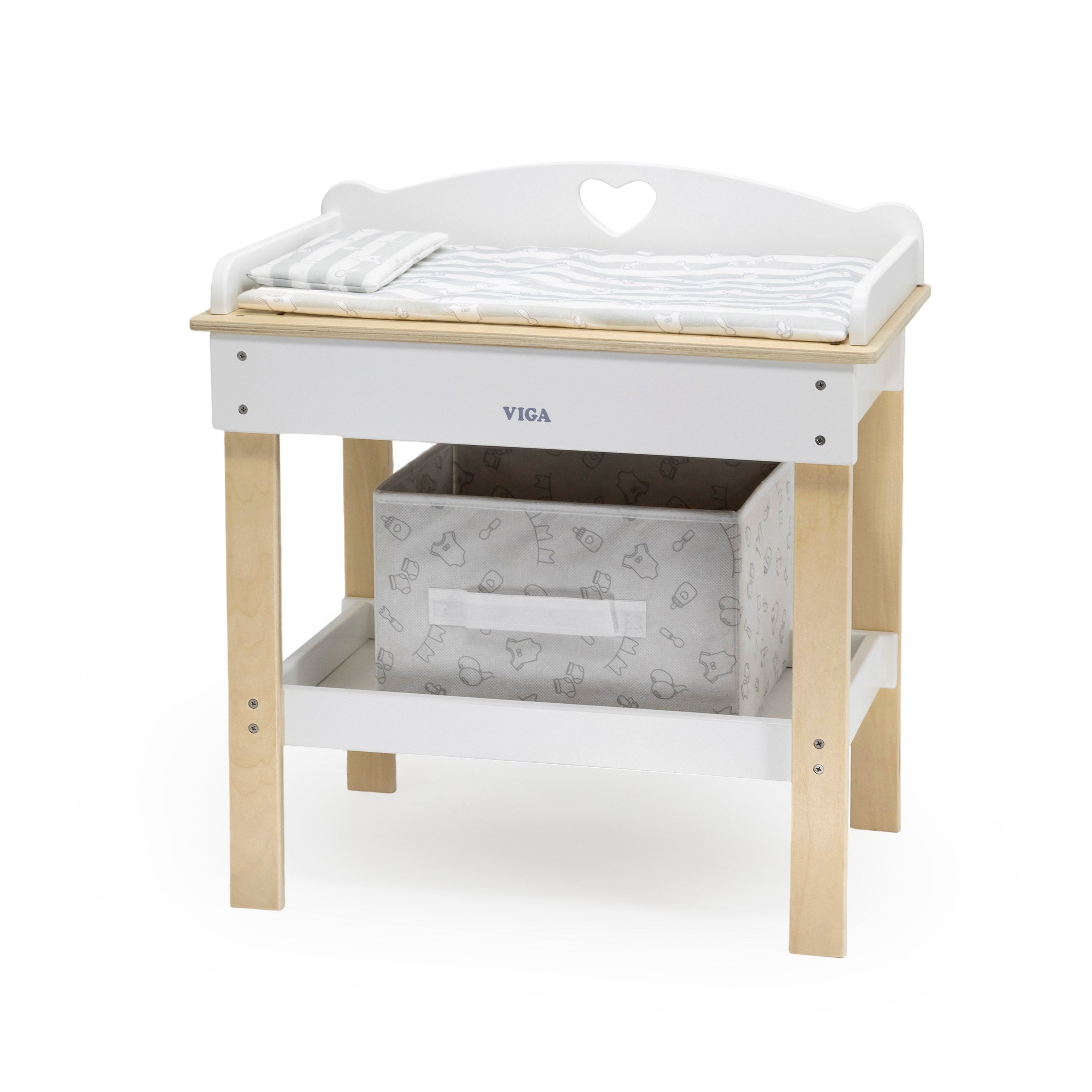 Viga 2-in-1 Wooden Doll Changing Table & Bathtub - Montessori Nurturing Play Station