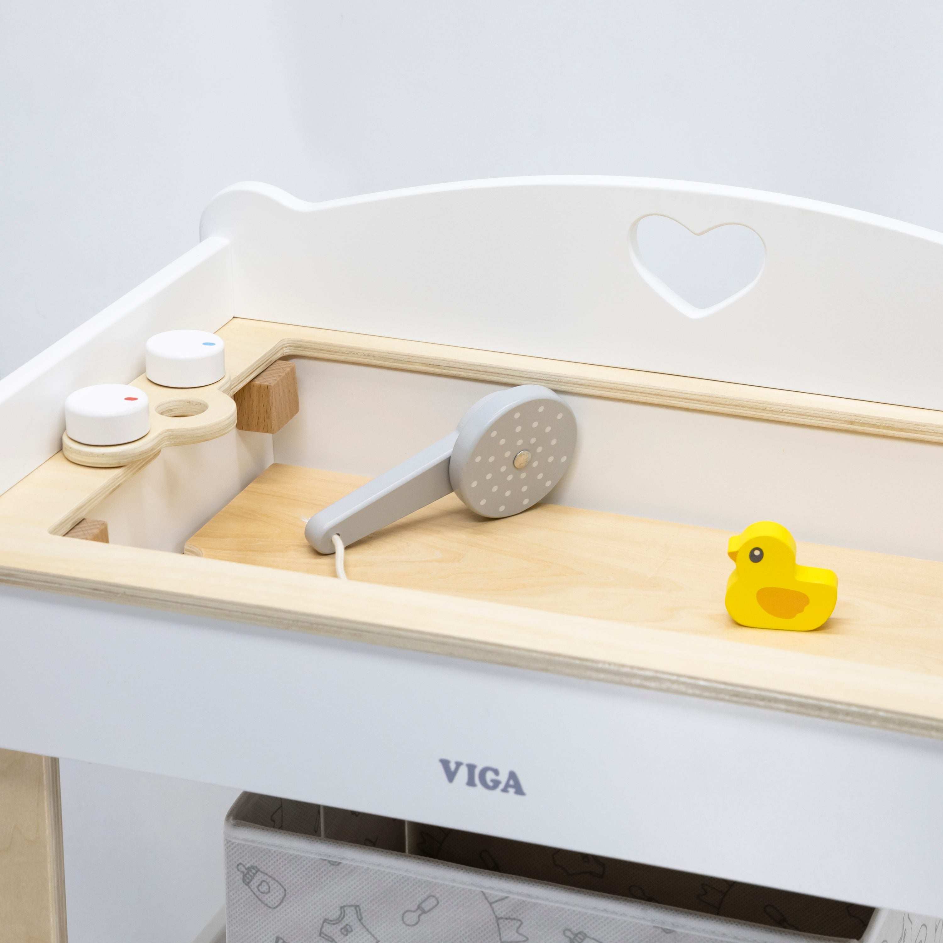 Viga 2-in-1 Wooden Doll Changing Table & Bathtub - Montessori Nurturing Play Station