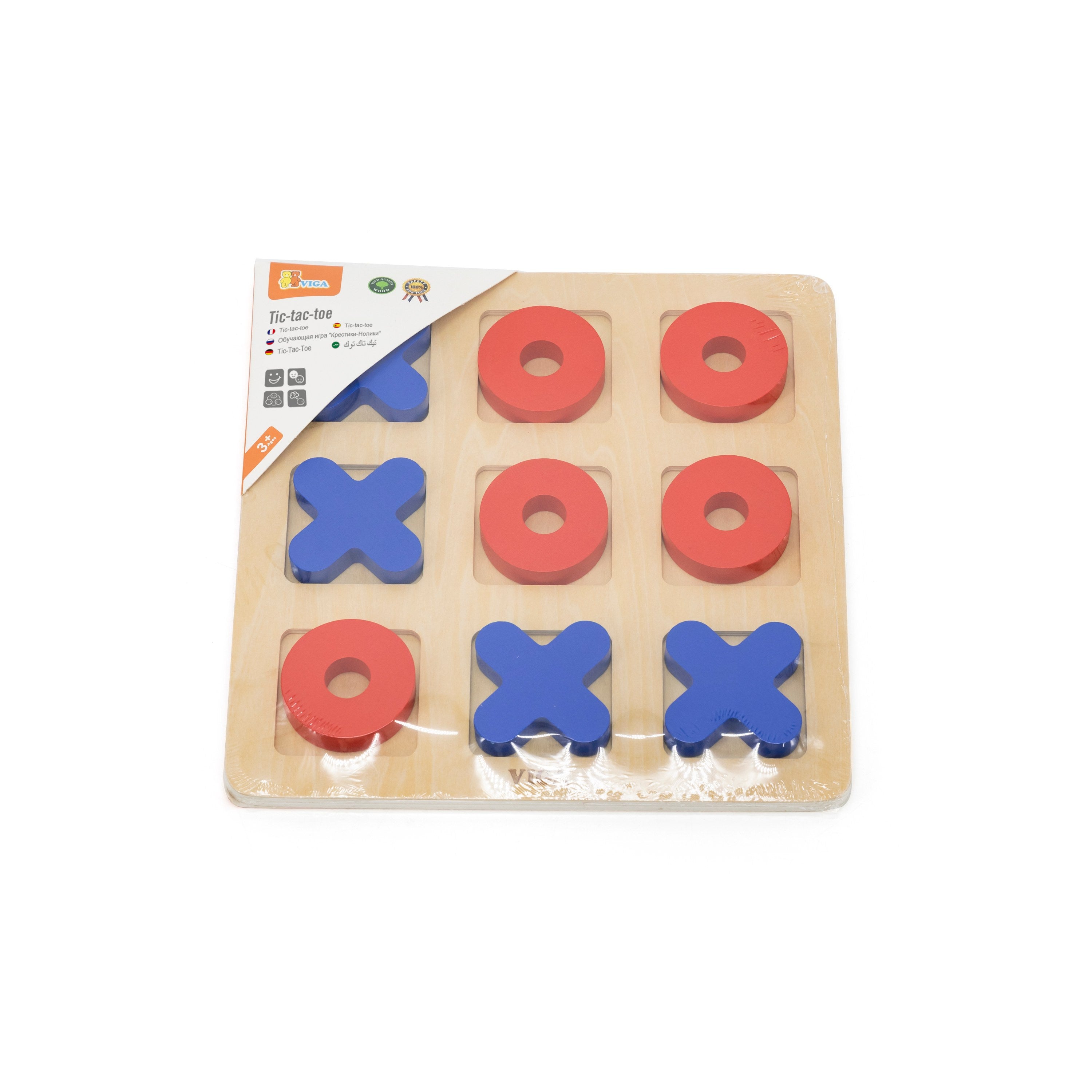 Viga Classic Wooden Tic-Tac-Toe - 10pc Strategy Board Game