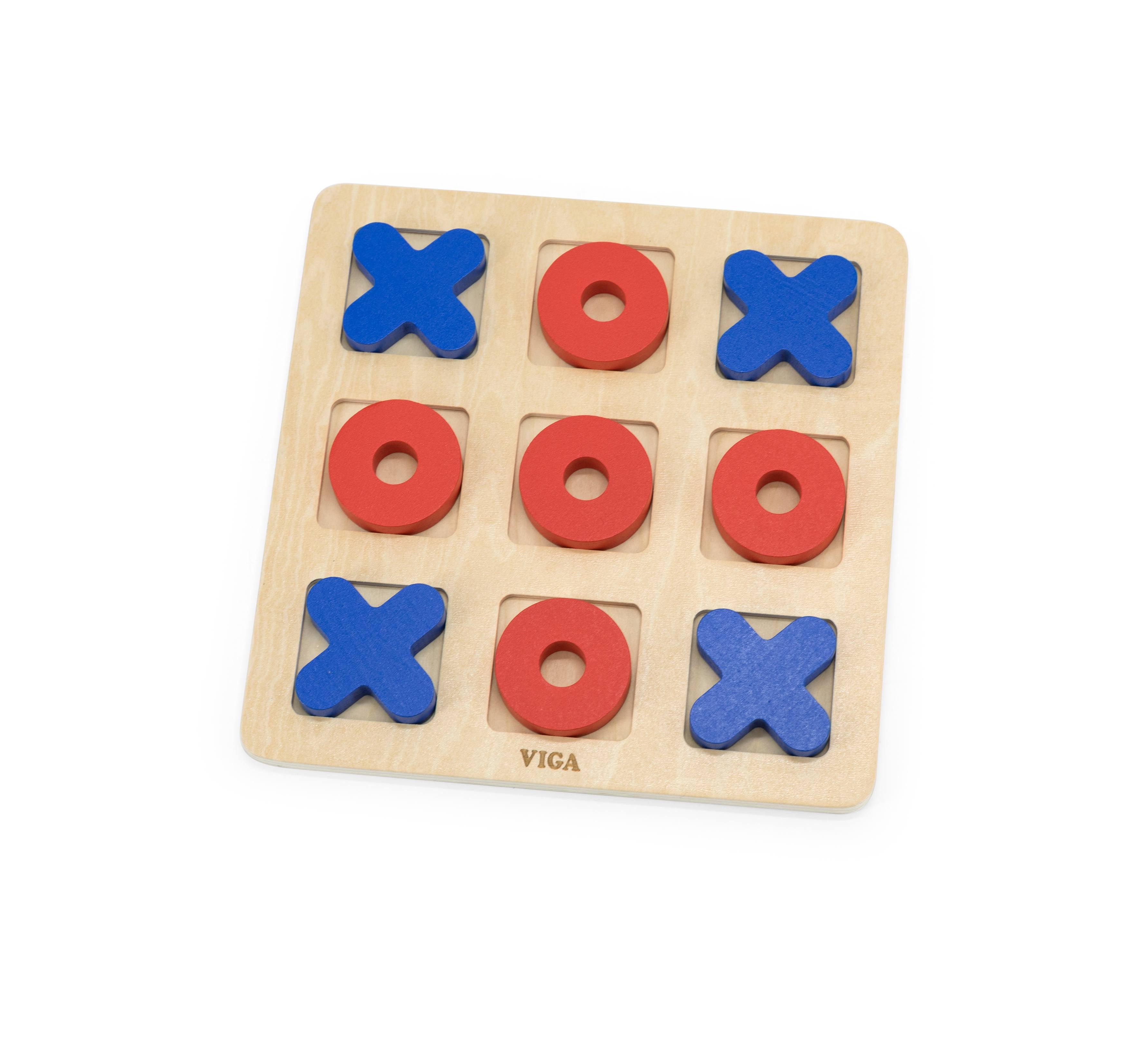 Viga Classic Wooden Tic-Tac-Toe - 10pc Strategy Board Game