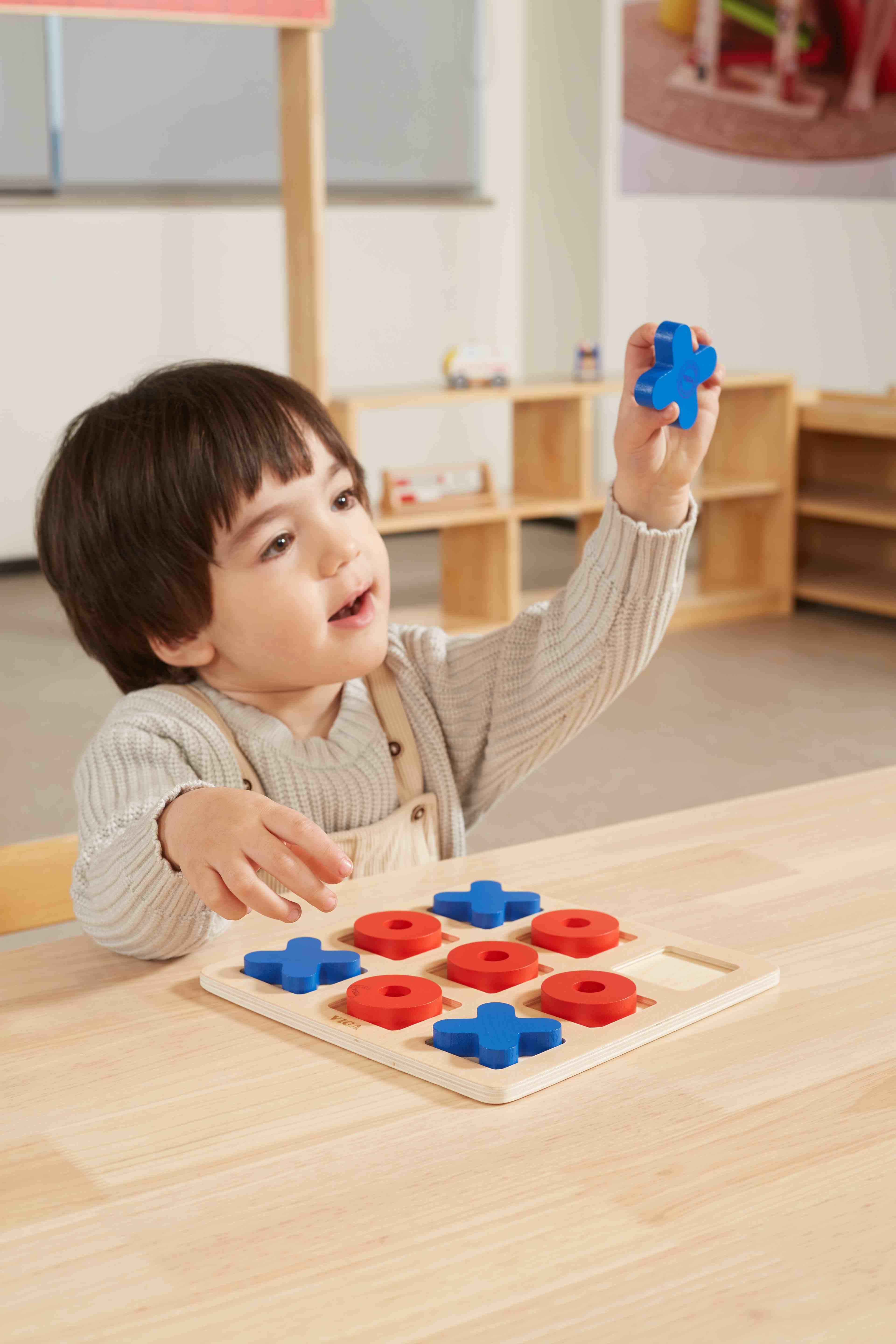 Viga Classic Wooden Tic-Tac-Toe - 10pc Strategy Board Game