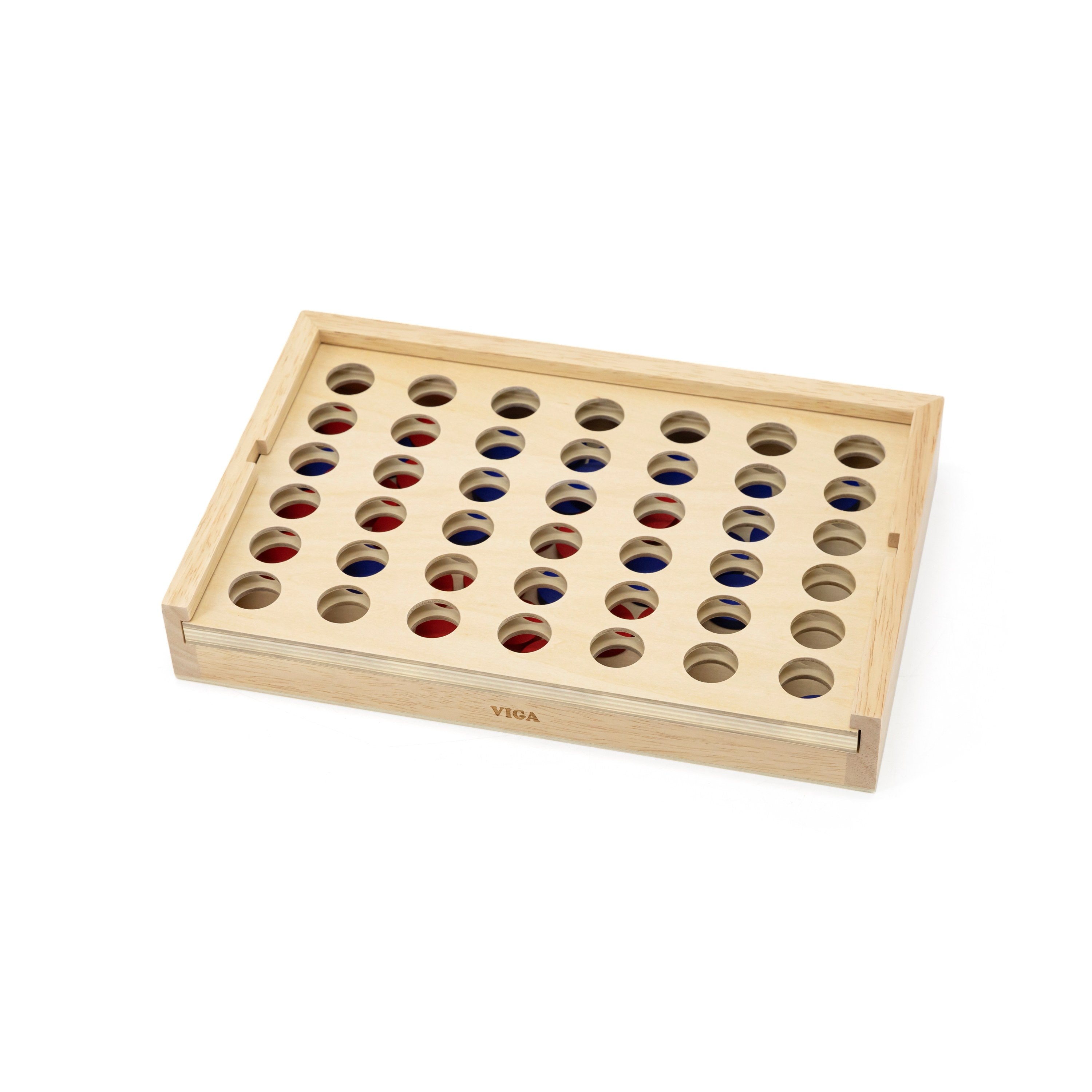Viga Wooden 4-in-a-Row Strategy Game - 42pc Classic Logic & Alignment Set