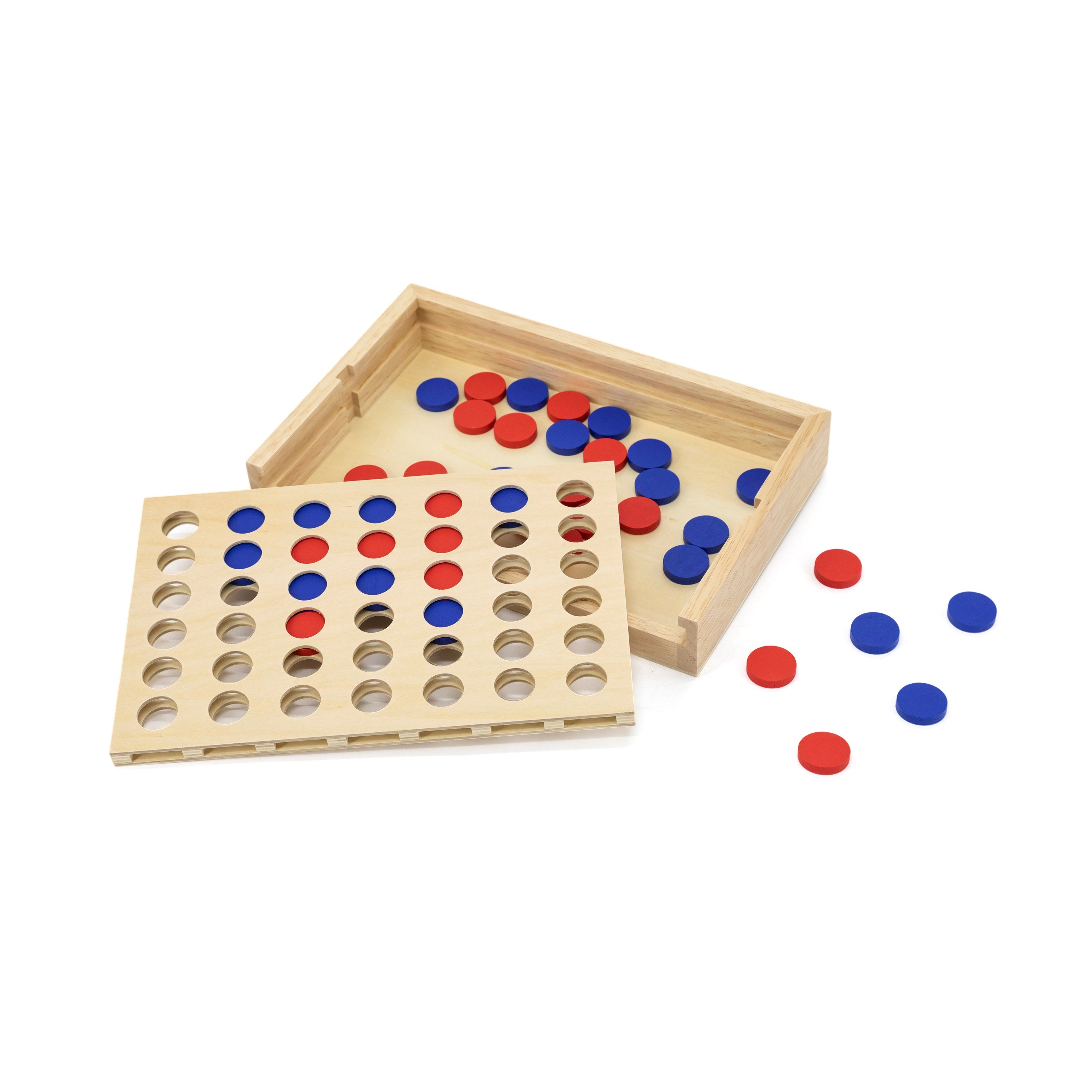 Viga Wooden 4-in-a-Row Strategy Game - 42pc Classic Logic & Alignment Set