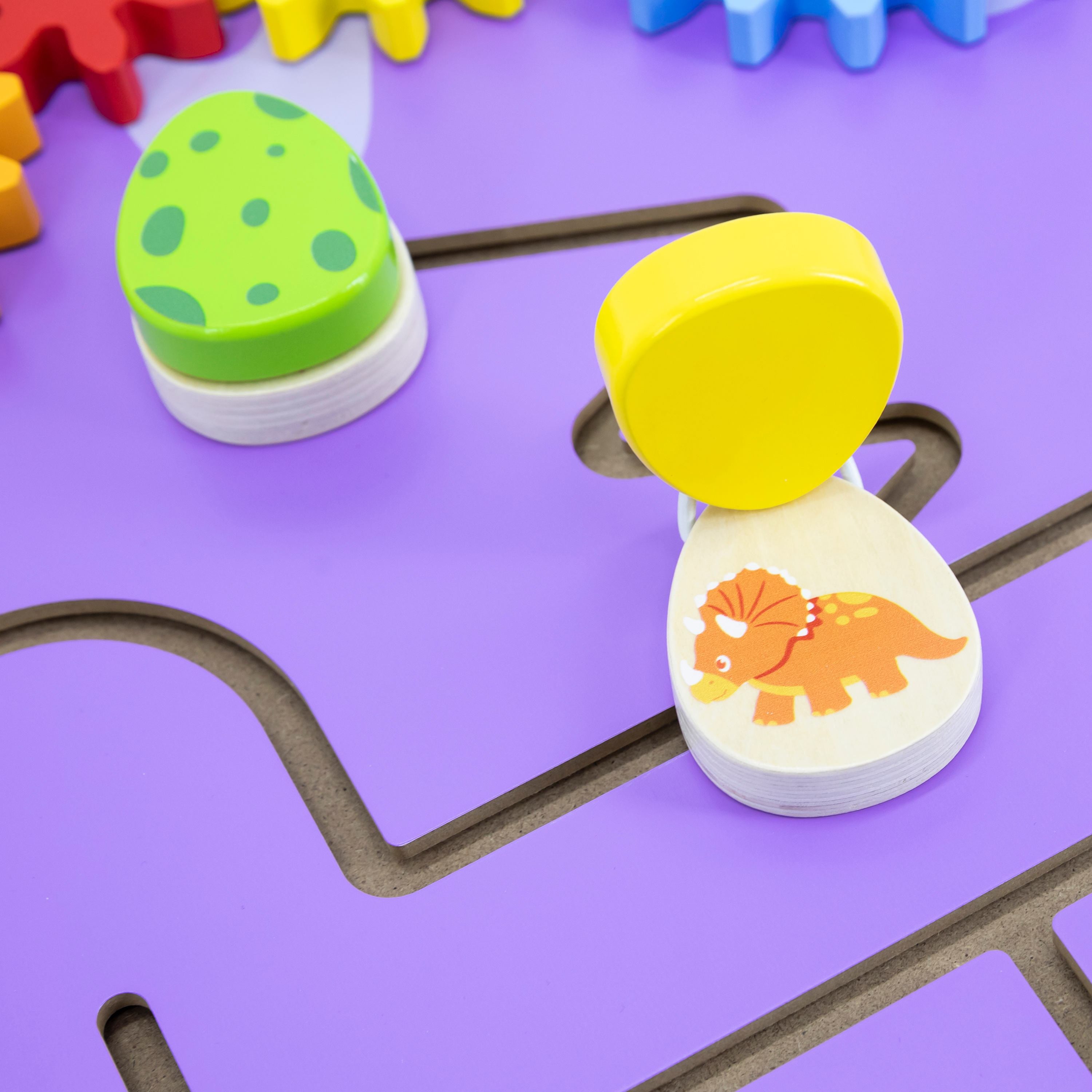 Viga Triceratops 3-Piece Wall Toy - Interactive Montessori Dinosaur Activity Center