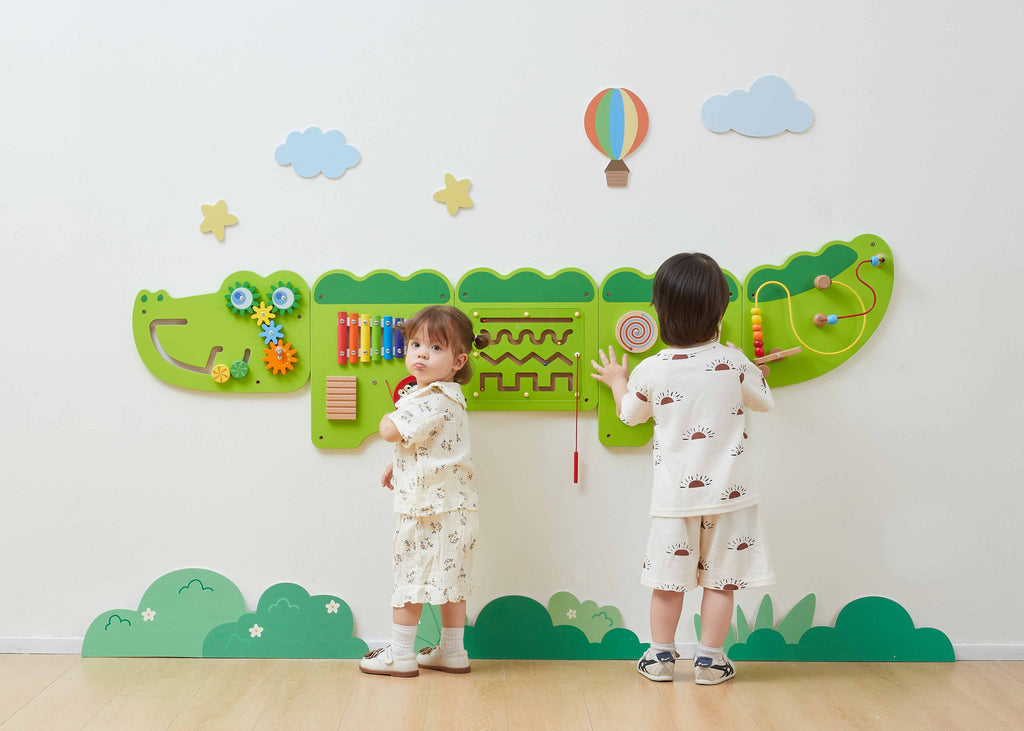 Viga Crocodile Wall Toy - 5-Piece All-in-One Sensory Activity Center for Schools