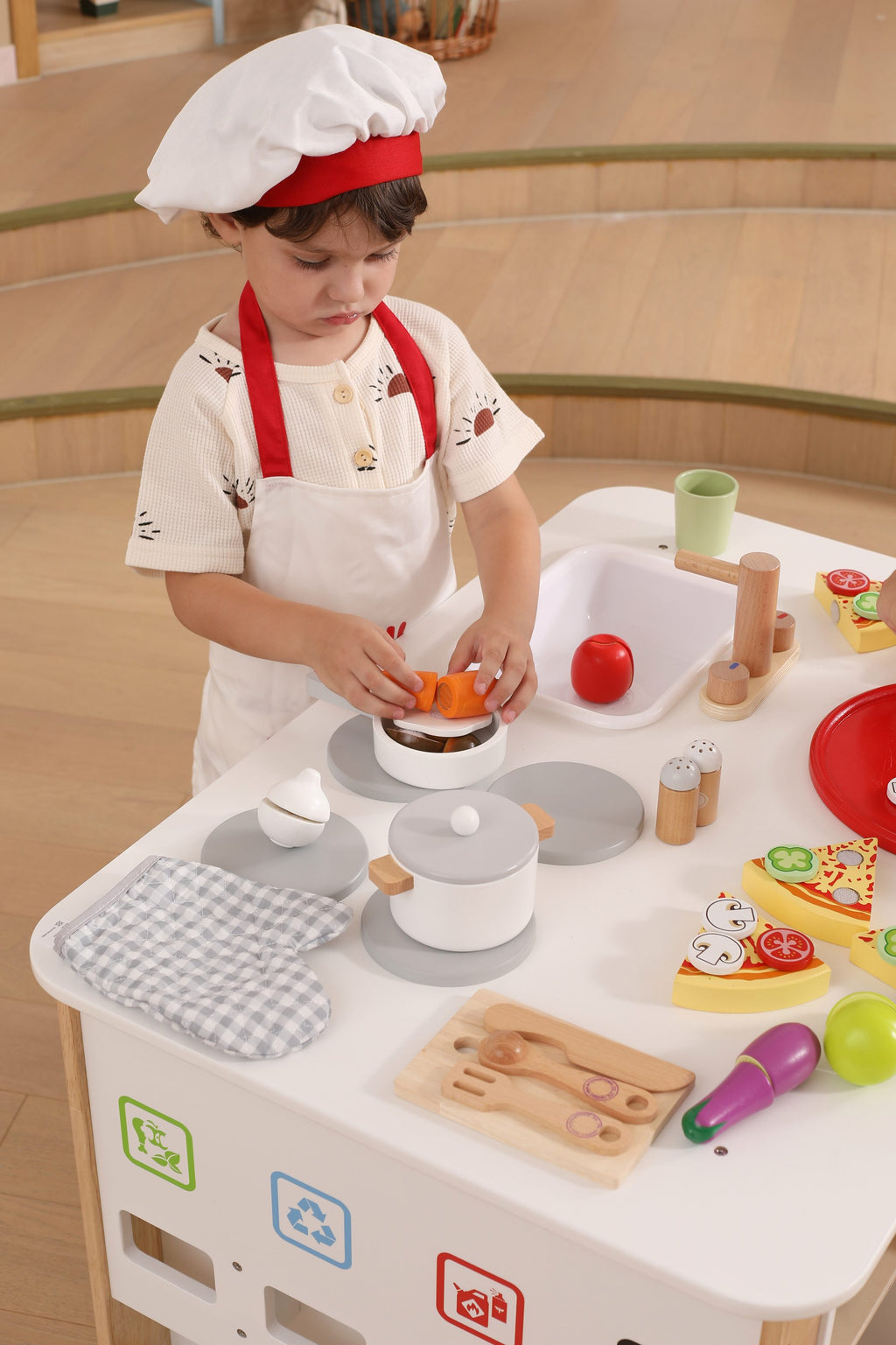Viga All-in-One Household & Cleaning Activity Center - 31-Piece Montessori Life Skills Station
