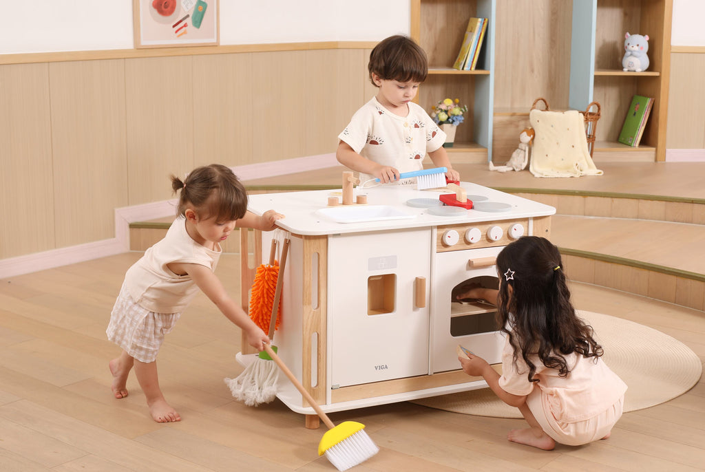 Viga All-in-One Household & Cleaning Activity Center - 31-Piece Montessori Life Skills Station