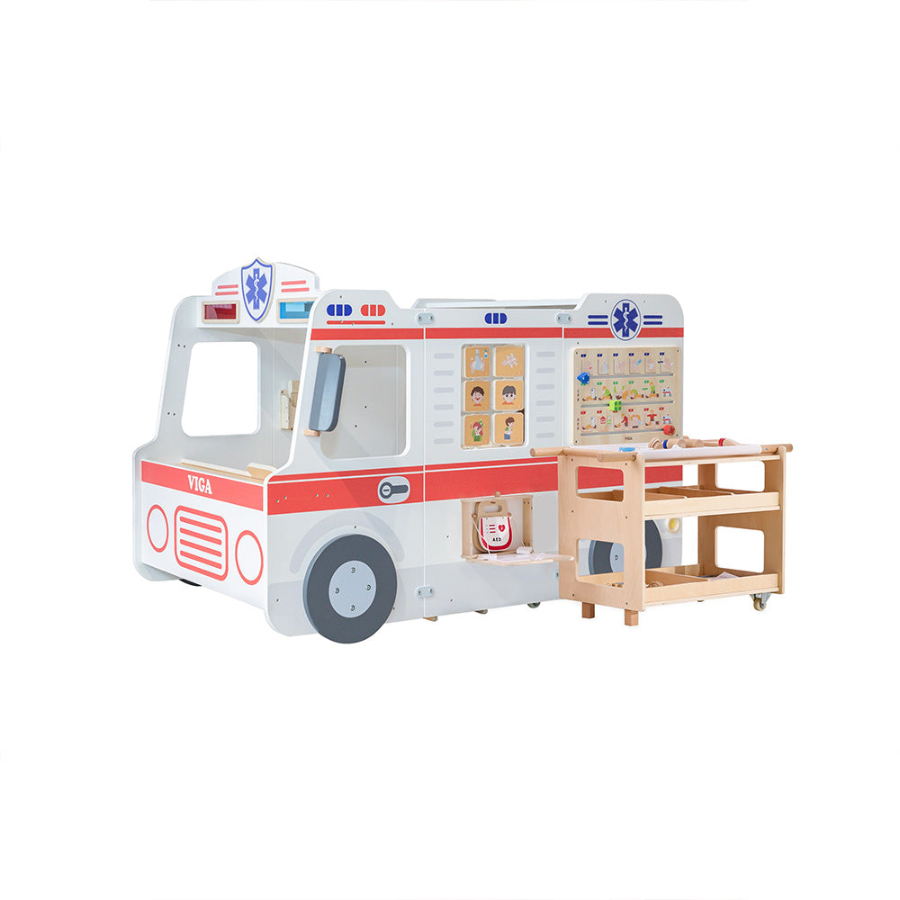 Viga Super Ambulance Medical Role-Play Center - Large-Scale 20+ Piece First Aid Education Station