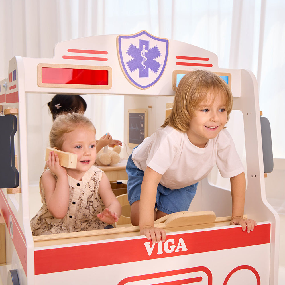 Viga Super Ambulance Medical Role-Play Center - Large-Scale 20+ Piece First Aid Education Station