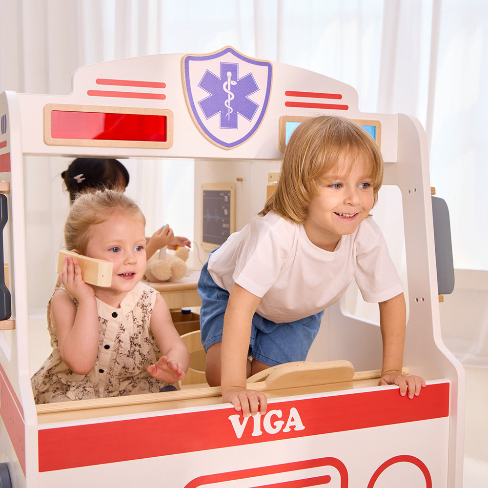 Viga Super Ambulance Medical Role-Play Center - Large-Scale 20+ Piece First Aid Education Station