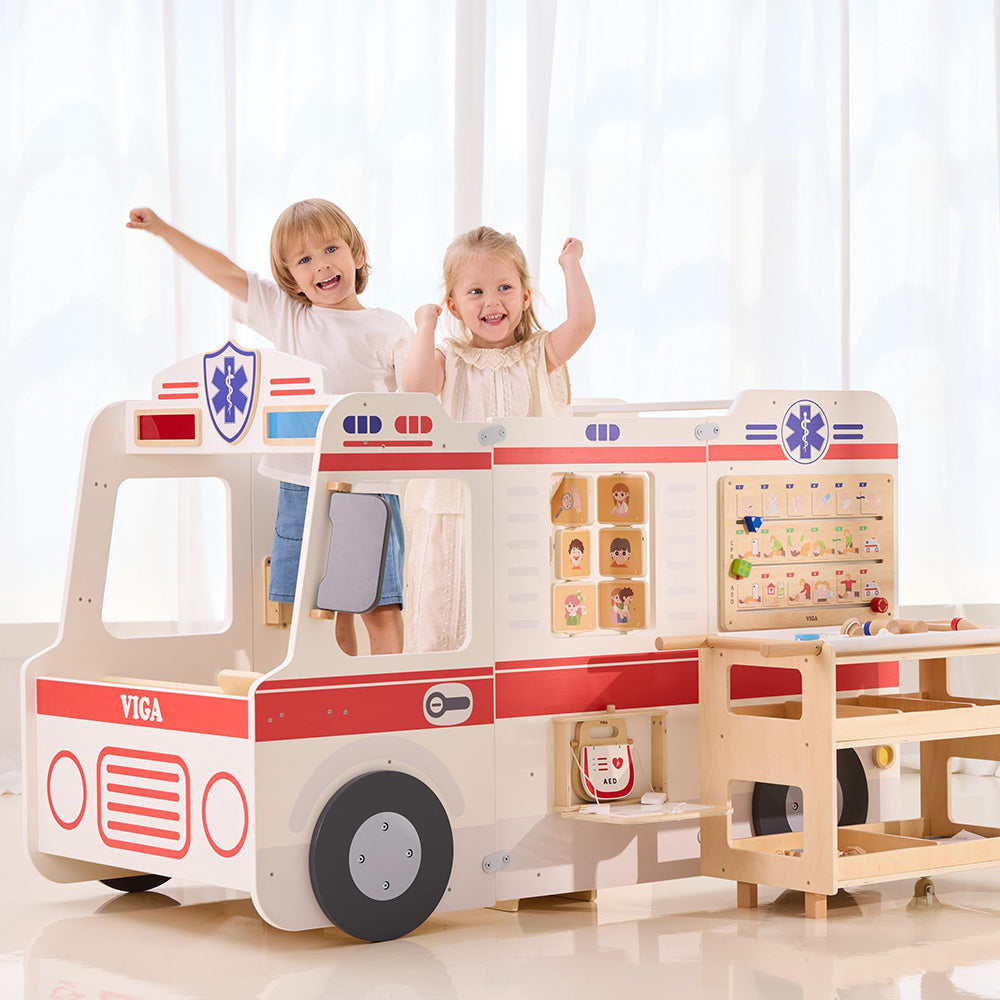 Viga Super Ambulance Medical Role-Play Center - Large-Scale 20+ Piece First Aid Education Station