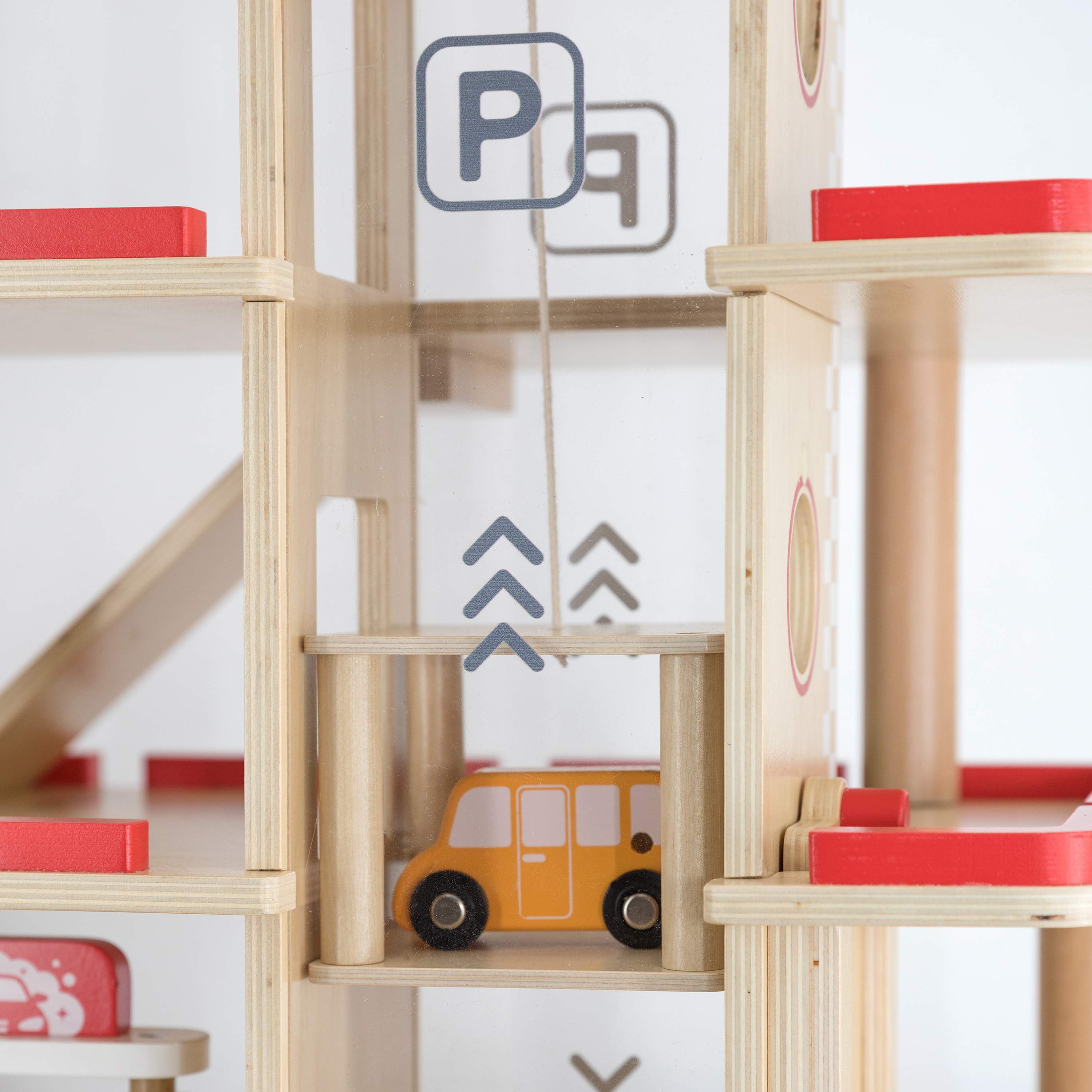 Viga Grand 4-Level Wooden Parking Garage - Deluxe City Service Center with Elevator