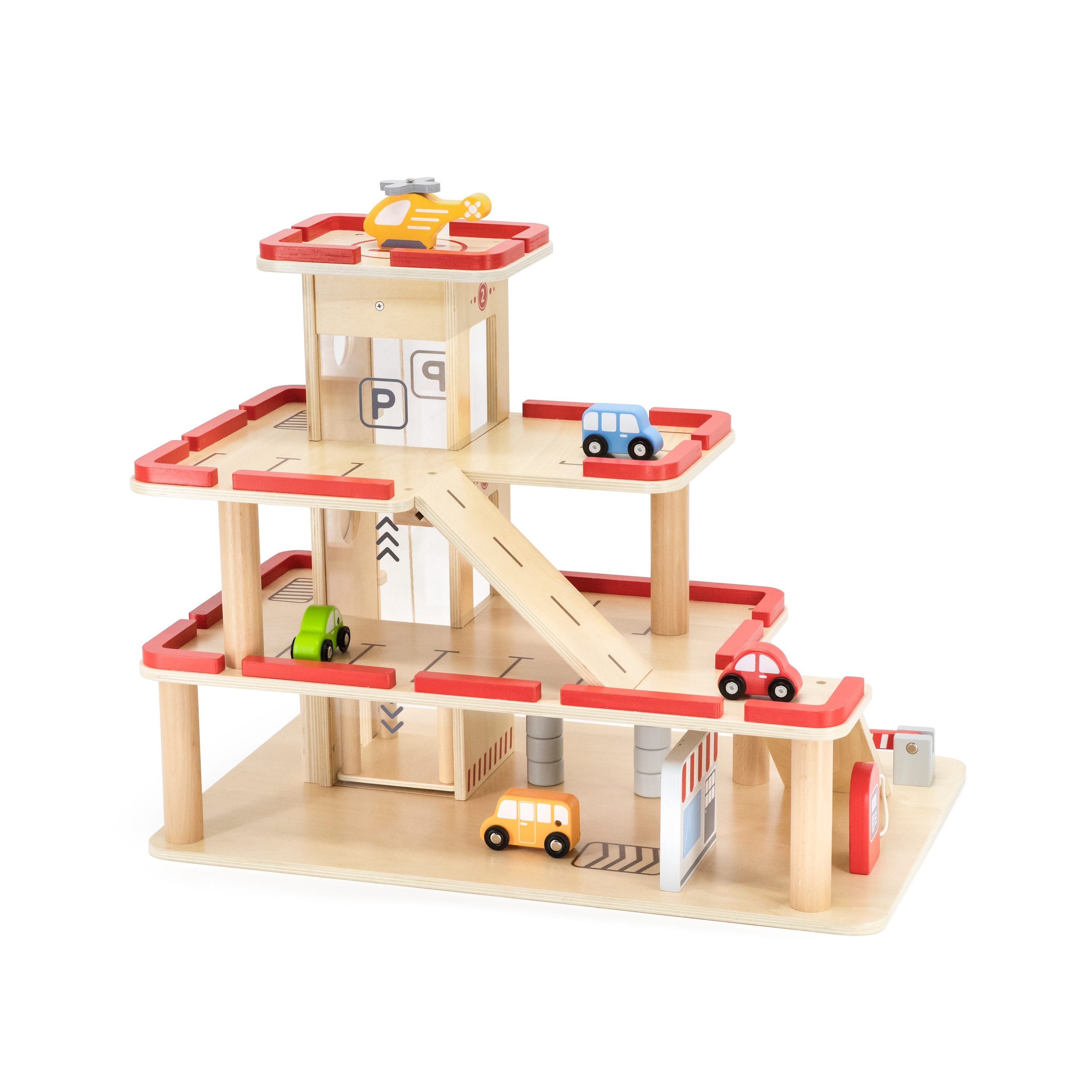 Viga Grand 4-Level Wooden Parking Garage - Deluxe City Service Center with Elevator